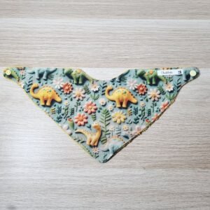 bavoir bandana dino fleurs
