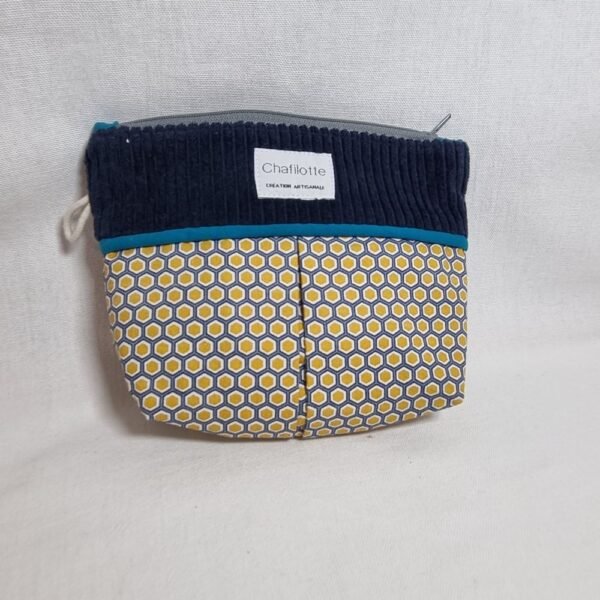 Pochette bicolore alveoles  jaune et bleu