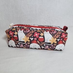 trousse école simple chats fleuris