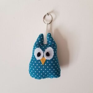 Porte clé chouette bleue à pois