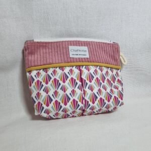 Pochette bicolore alveoles  coquille rose