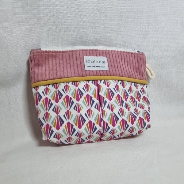 Pochette bicolore alveoles  coquille rose