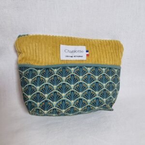 Pochette bicolore alveoles  evantail vert