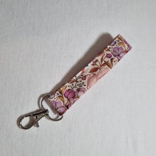 Porte clé dragonne petite fleurs roses