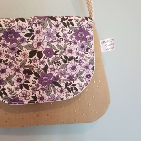 sac bandoulière enfant fleurs violettes