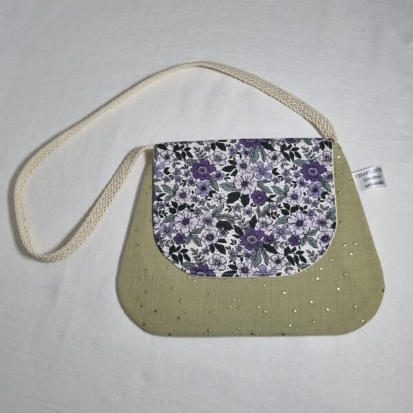 sac bandoulière enfant fleurs violettes – Image 2