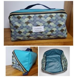 Trousse grande ouverture eventails bleus