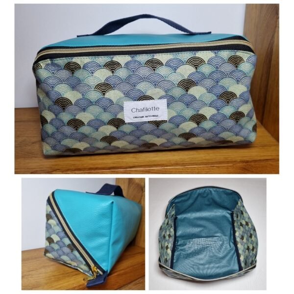 Trousse grande ouverture eventails bleus