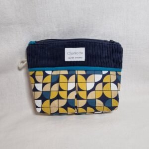 Pochette bicolore   geometrie bleu nuit