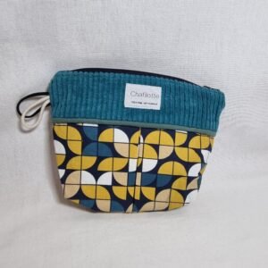 Pochette bicolore   geometrie bleu glacial