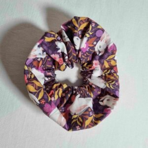 chouchou coton fleurs lapin