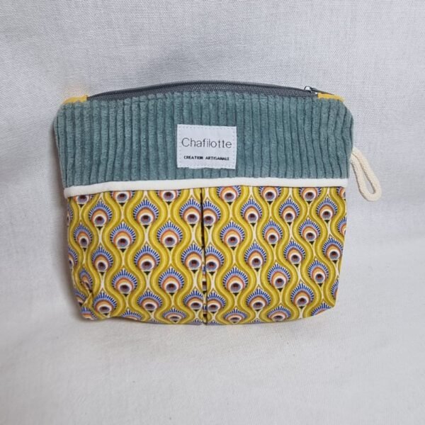 Pochette bicolore paons