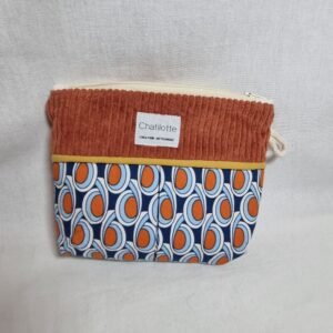 Pochette bicolore retro bleu et orange