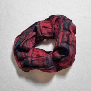 chouchou soie rose et noir carreau