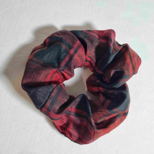 chouchou soie rose et noir carreau – Image 2