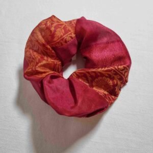 chouchou soie rouge et orange