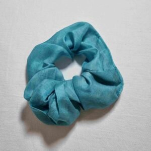 chouchou soie uni bleu