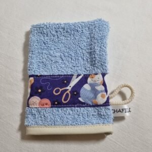 Gant d'apprentissage chat tricot bleu