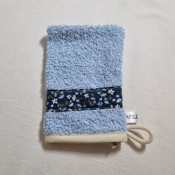 Gant d'apprentissage fleurs bleues