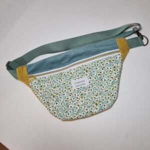 sac banane fleurs vertes et jaunes