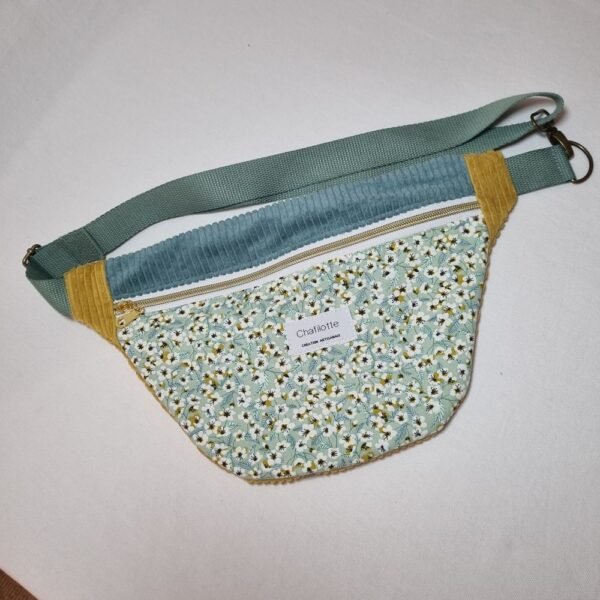 sac banane fleurs vertes et jaunes