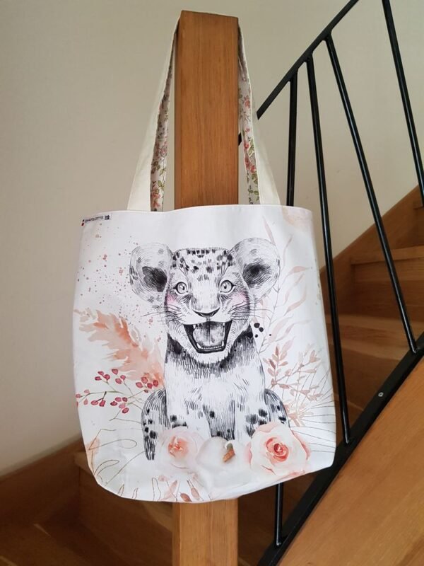 Sac cabas lion fleurs
