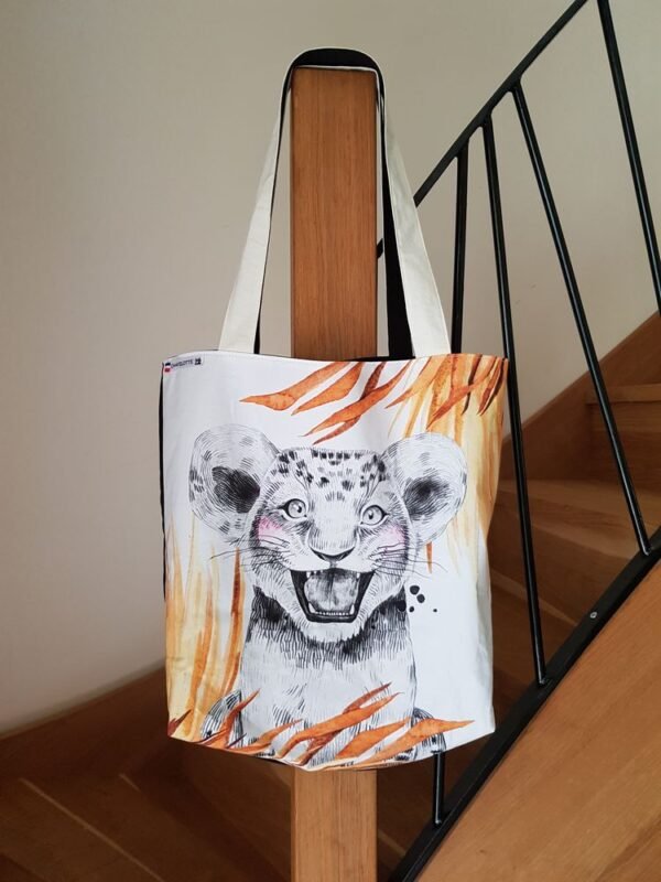 Sac cabas lion jaune et noir