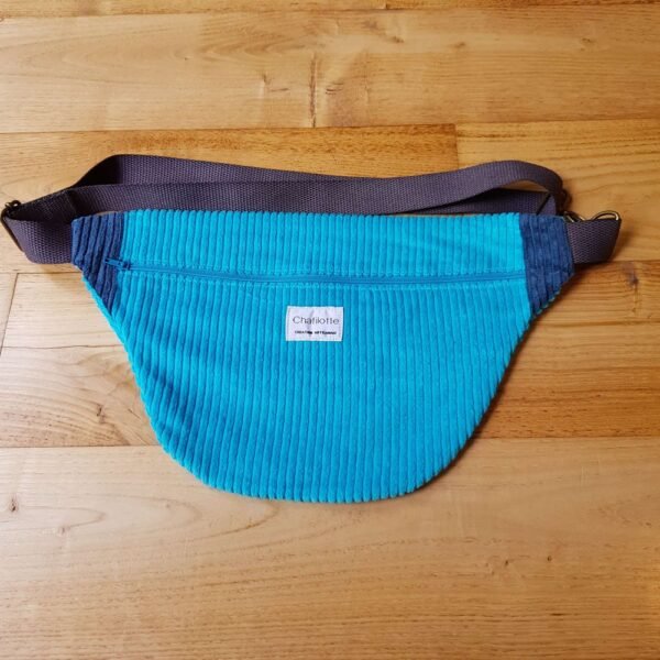 sac banane  velours bleu bleu