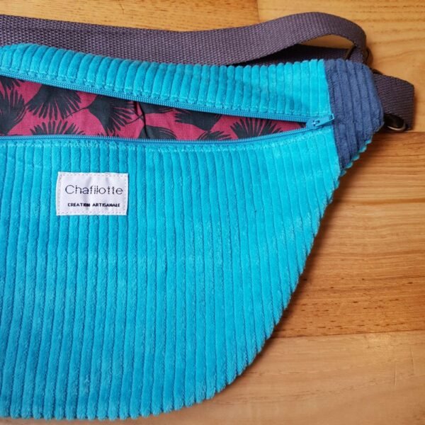 sac banane  velours bleu bleu – Image 2