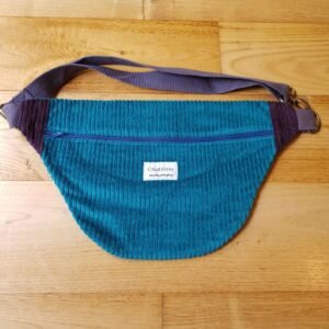 sac banane velours  bleu et violet