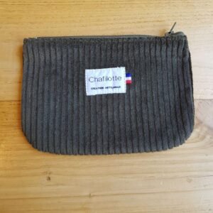 Pochette velours kaki