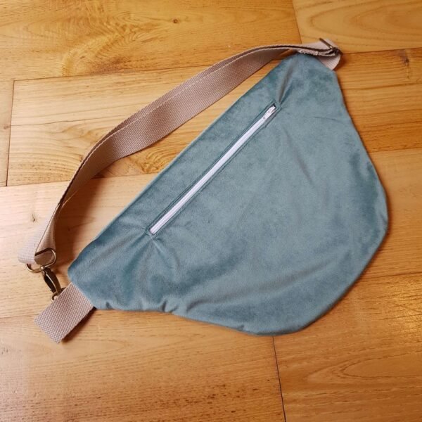 sac banane velours vert  lisse glace et caki – Image 3