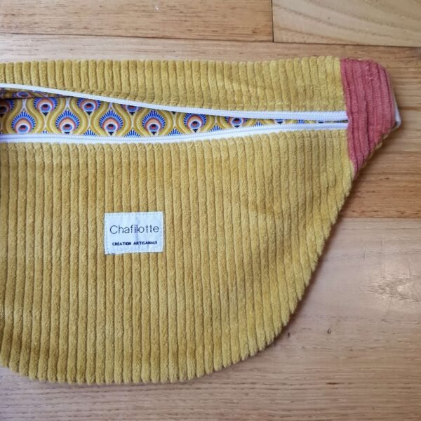sac banane velours moutarde et rouille – Image 3