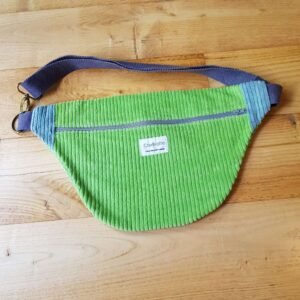sac banane velours pomme et bleu glacier