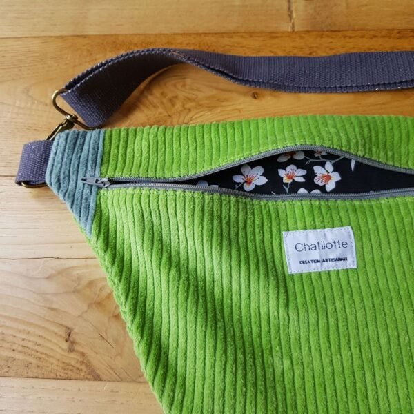 sac banane velours pomme et bleu glacier – Image 2