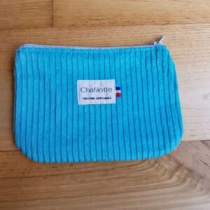 Pochette velours turquoise