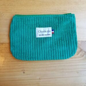 Pochette velours vert sapin