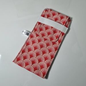 Pochette brosse à dents éventails rouge