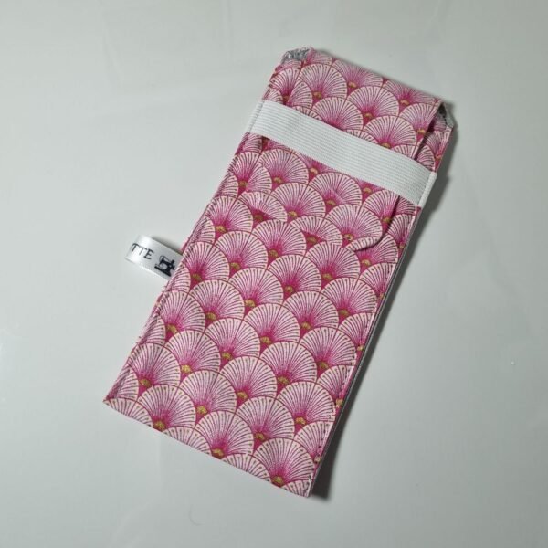 Pochette brosse à dents éventails roses