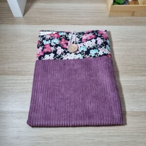 Pochette tablette fleurs violines