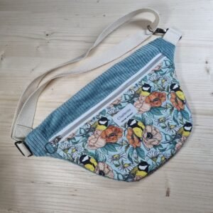 sac banane velours mésanges