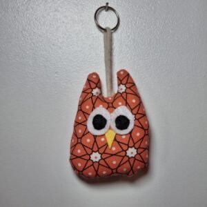 Porte clé chouette géométrie rose