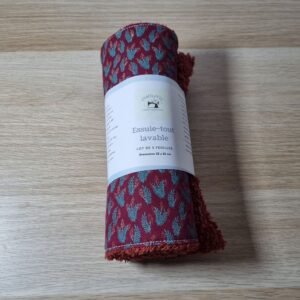 5 essuie-tout herbes bordeaux