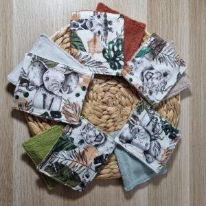 Lot de 10 débarbouillettes Jungle