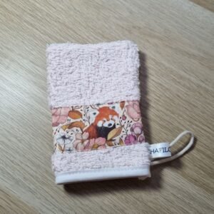 Gant d'apprentissage Panda roux rose clair