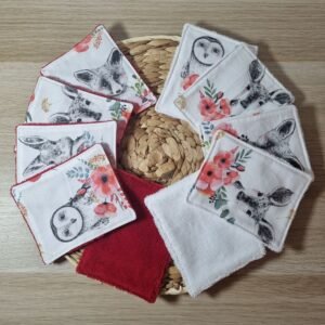 Lot de 10 débarbouillettes Animaux de la forêt