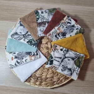 Lot de 10 débarbouillettes Jungle