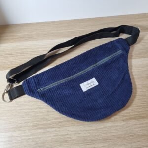Sac banane velours bleu marine