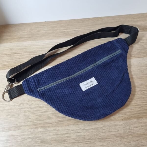 Sac banane velours bleu marine