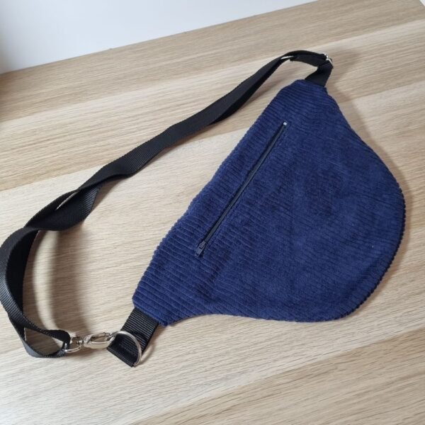 Sac banane velours bleu marine – Image 3